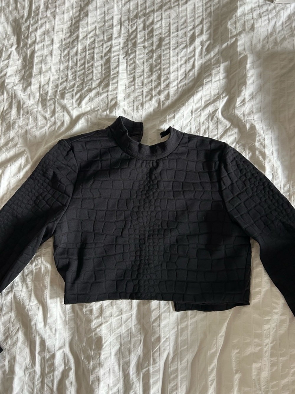 Jonathan Simkhai Black Textured Crop Sweater